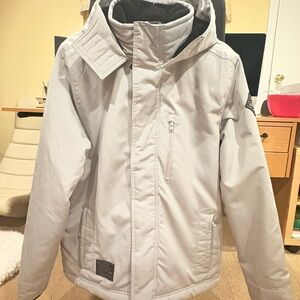 Boy’s gray Hollister Winter Jacket w black fur lining - L